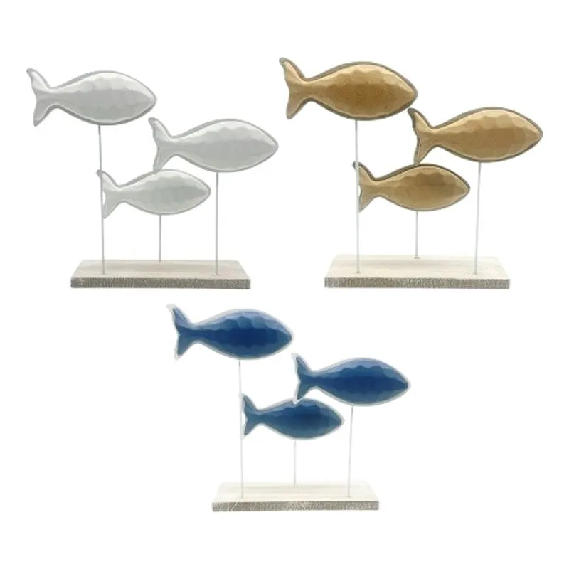 Enfeite Decorativo Mdf 3 Peixes Sortido Multiart