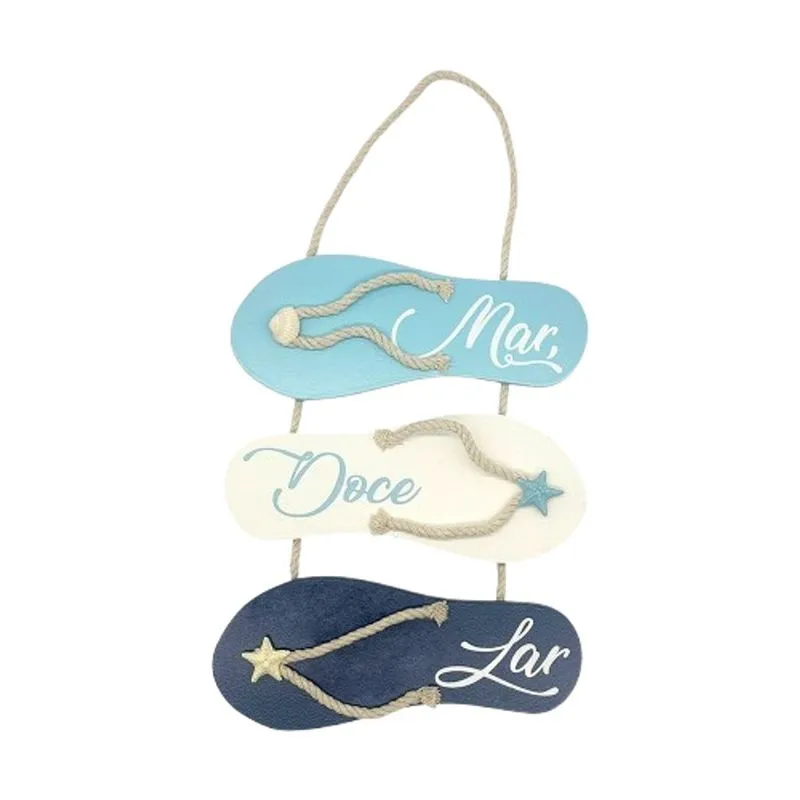 Enfeite Decorativo Mdf Chinelo Mar Pendurar Sortido Multiart