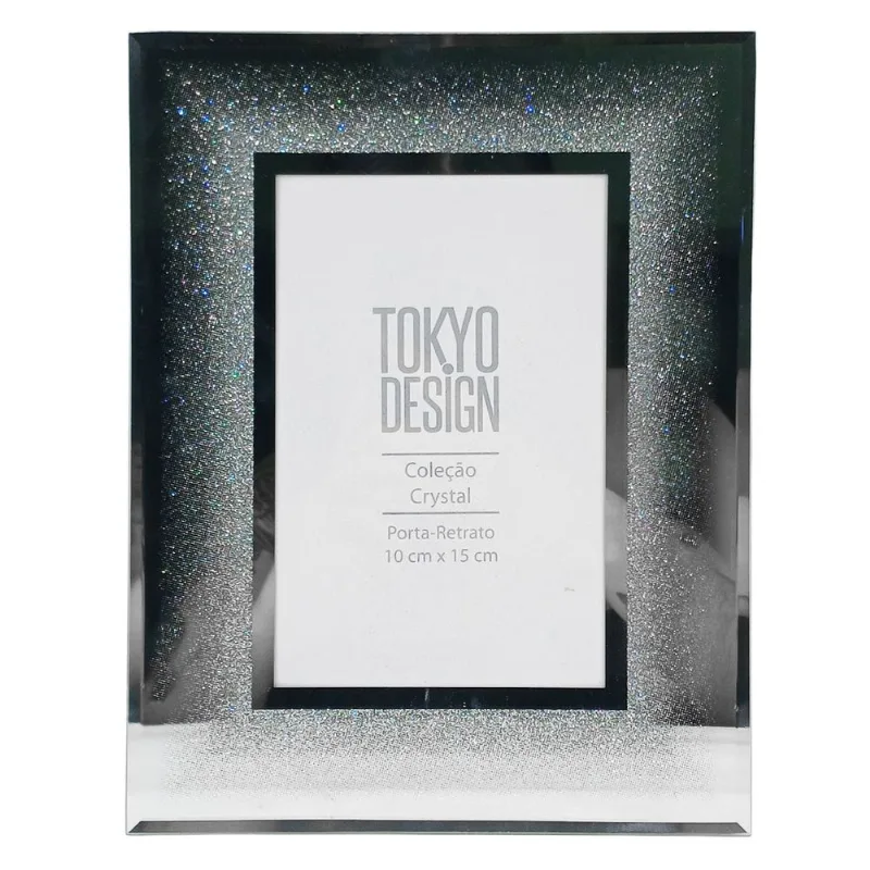 Porta Retrato Decorativo Cristal 10x15cm em Vidro Tokyo Design