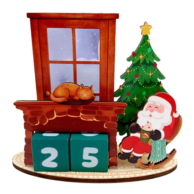 Calendário Natalino Decorativo 14x15cm em MDF Multiart