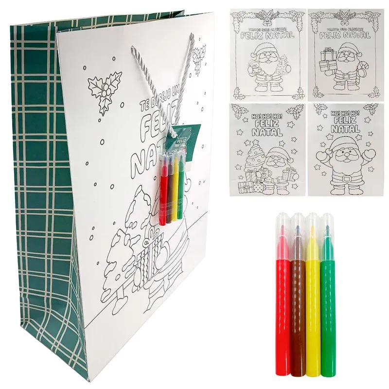 Sacola Natalina P/ Colorir 37x28x12cm em Papel Multiart Sacola Natalina P/ Colorir 24x31x12cm em Papel Multiart