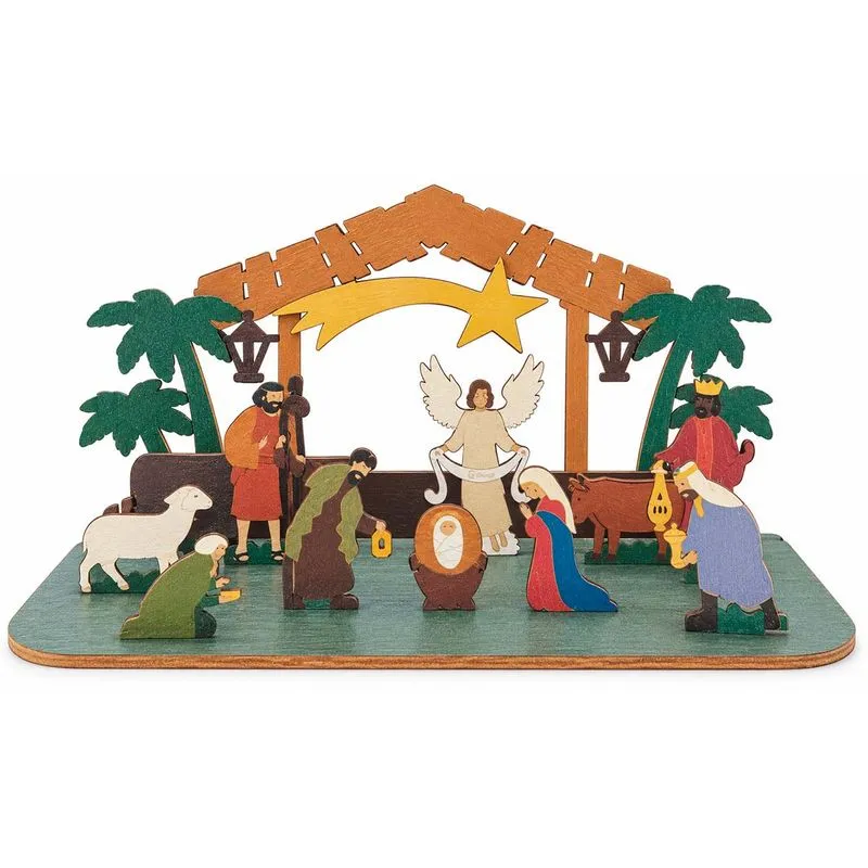 Presépio Natalino Decorativo 21x11,2x11cm em MDF Multiart