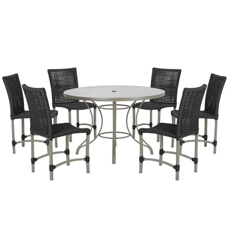 Mesa Ascoli 120 Cm Com 6 Cadeiras Cannes de Alumínio, Pintura Fendi e Trama Tela de Corda Náutica