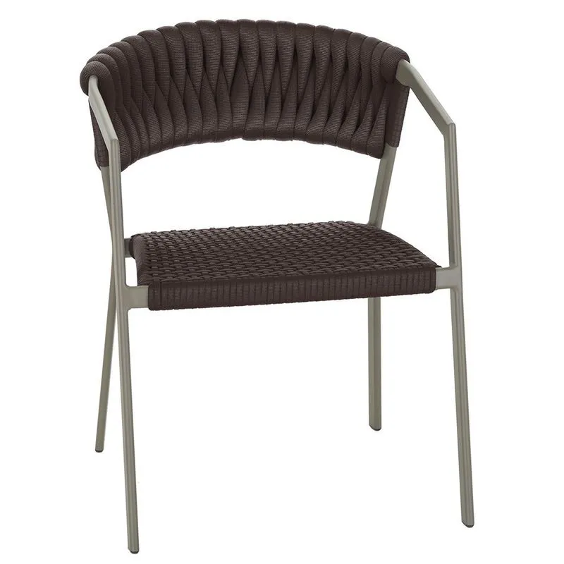 Cadeira Atenas Tricô Náutico e Alumínio com Proteção uv para Varanda, Cozinha, Área, Jardim - Pintura Fendi