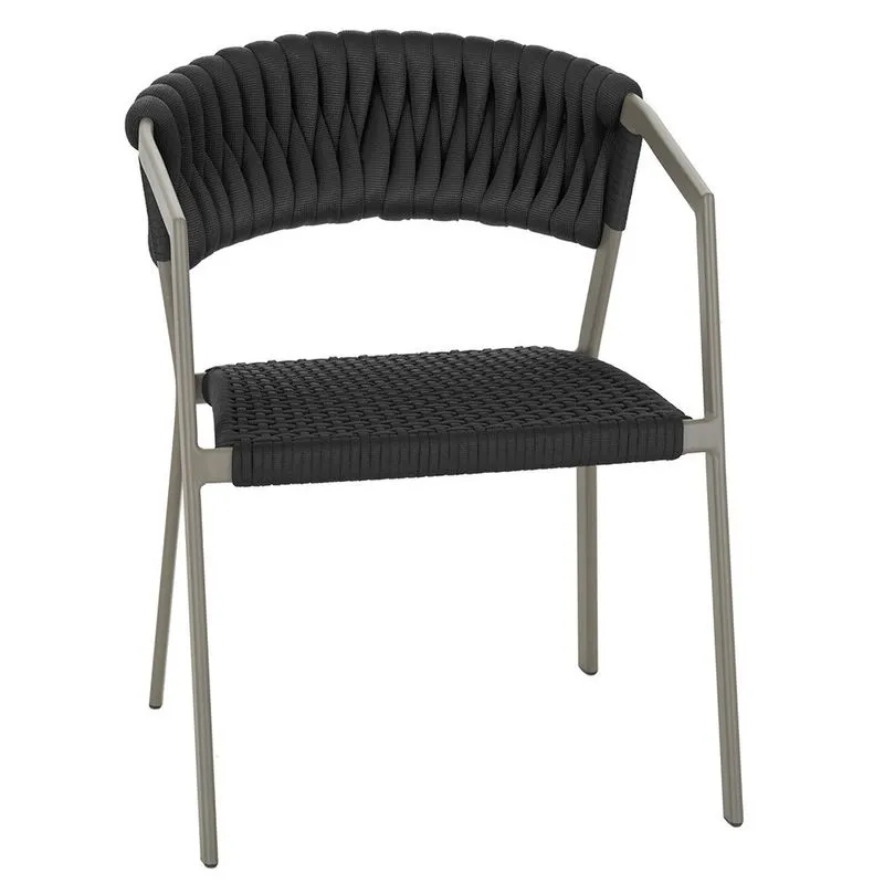 Cadeira Atenas Tricô Náutico e Alumínio com Proteção uv para Varanda, Cozinha, Área, Jardim - Pintura Fendi