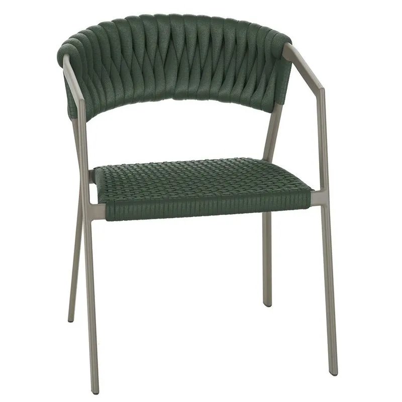 Cadeira Atenas Tricô Náutico e Alumínio com Proteção uv para Varanda, Cozinha, Área, Jardim - Pintura Fendi