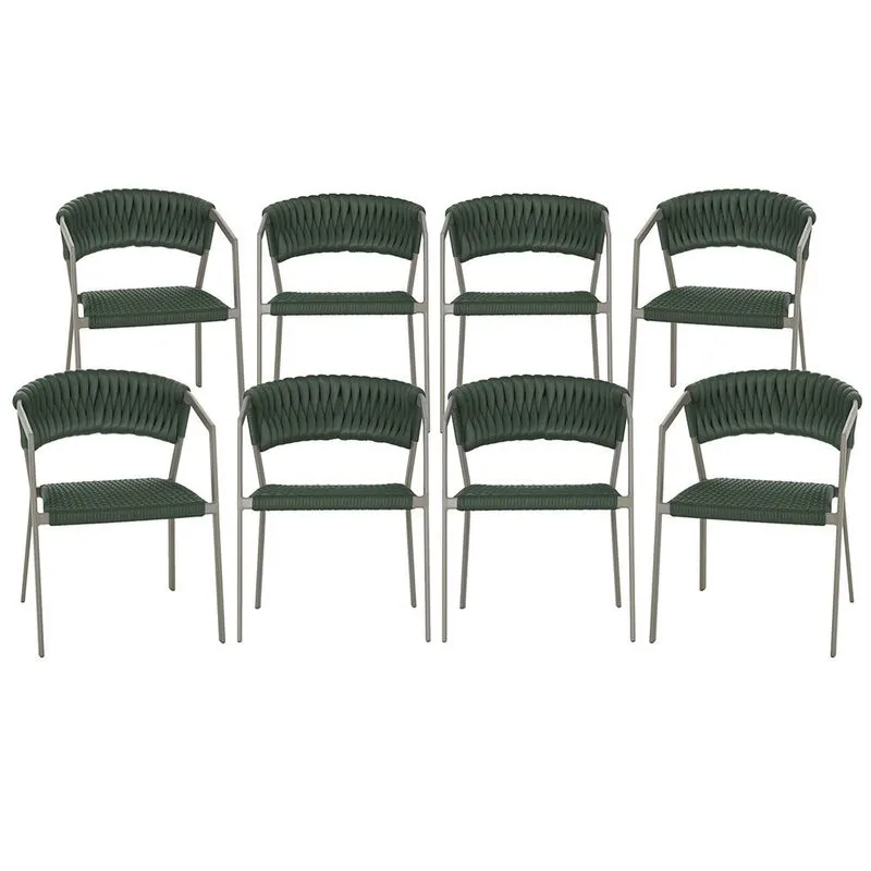 8 Cadeiras Atenas Tricô Náutico e Alumínio com Proteção uv para Varanda, Cozinha, Área, Jardim - Pintura Fendi