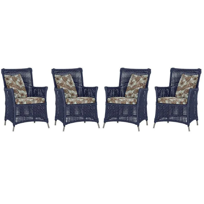 4 Poltronas Igapó Alumínio Pintura Fendi Corda Náutica E6 Azul