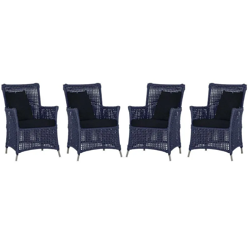 4 Poltronas Igapó Alumínio Pintura Fendi Corda Náutica E12 Azul