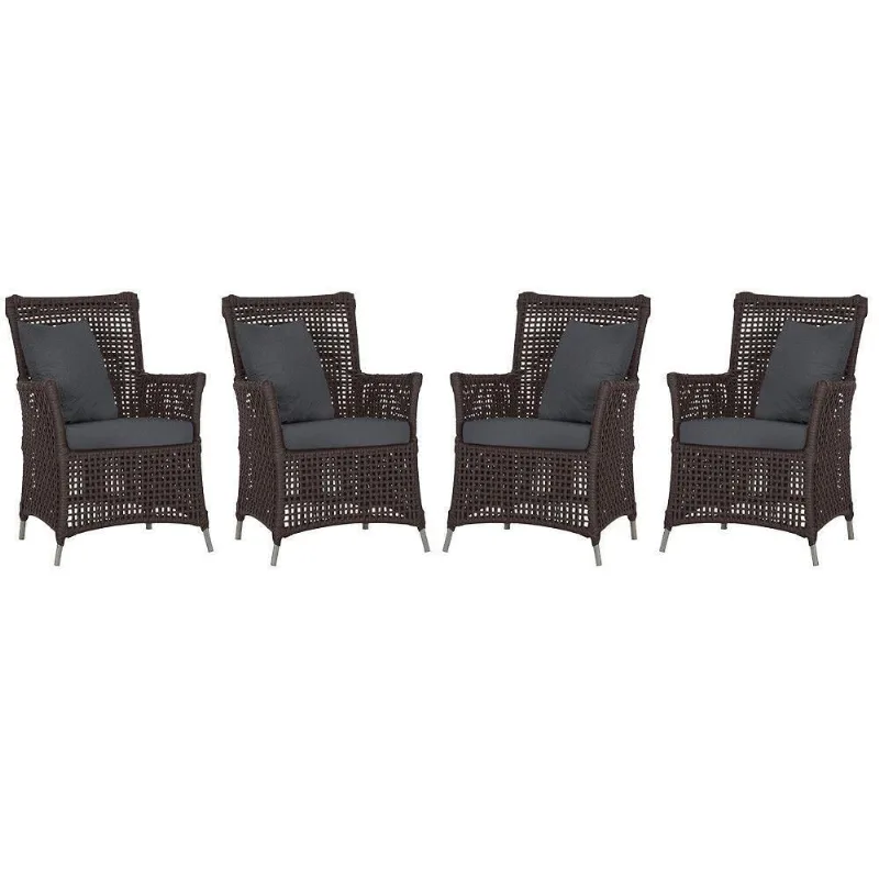 4 Poltronas Igapó Alumínio Pintura Fendi Corda Náutica E11 Marrom