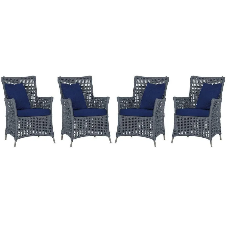 4 Poltronas Igapó Alumínio Pintura Fendi Corda Náutica E10 Prata