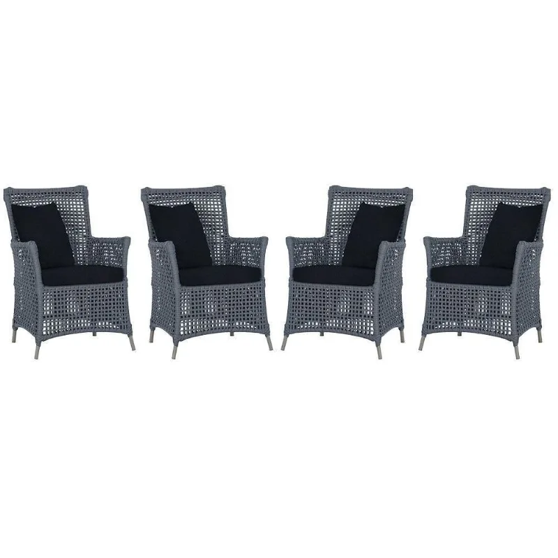 4 Poltronas Igapó Alumínio Pintura Fendi Corda Náutica E12 Prata