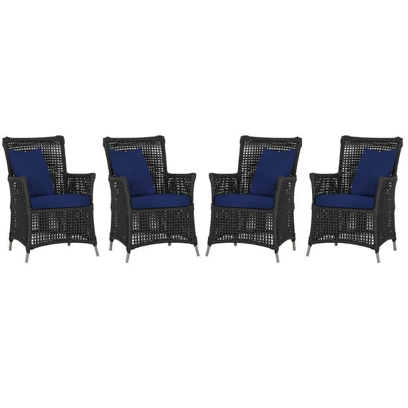 4 Poltronas Igapó Alumínio Pintura Fendi Corda Náutica E10 Preto