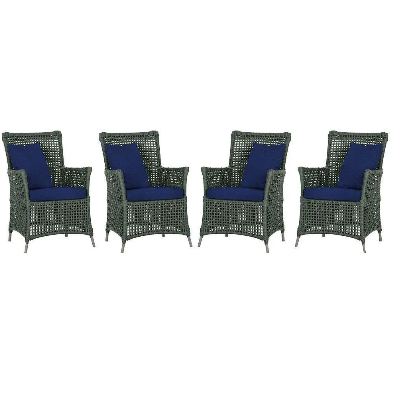 4 Poltronas Igapó Alumínio Pintura Fendi Corda Náutica E10 Verde