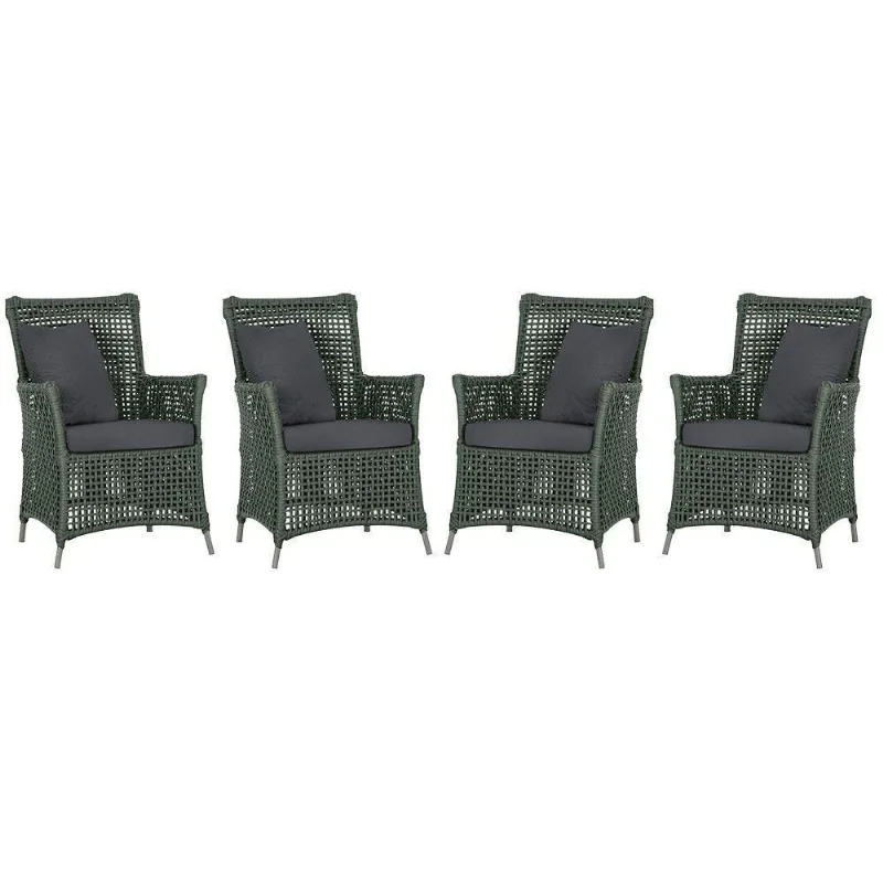4 Poltronas Igapó Alumínio Pintura Fendi Corda Náutica E11 Verde