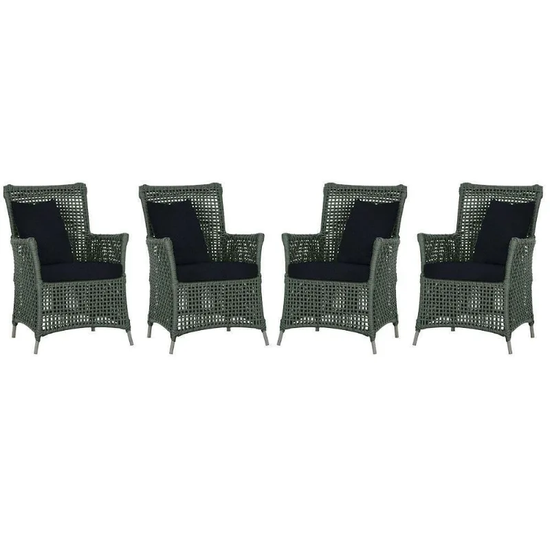 4 Poltronas Igapó Alumínio Pintura Fendi Corda Náutica E12 Verde