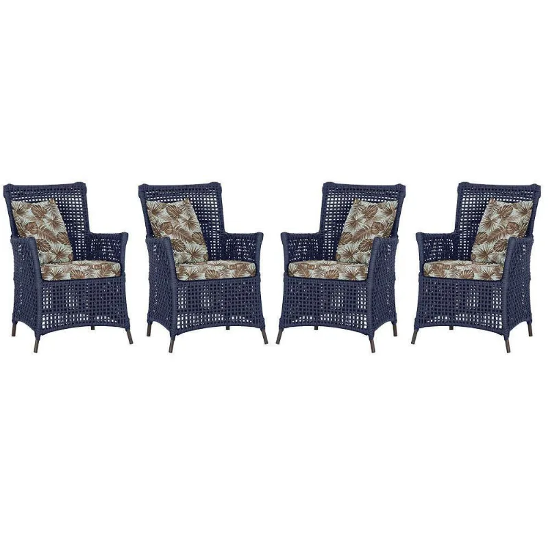 4 Poltronas Igapó Alumínio Pintura Marrom Corda Náutica E6 Azul