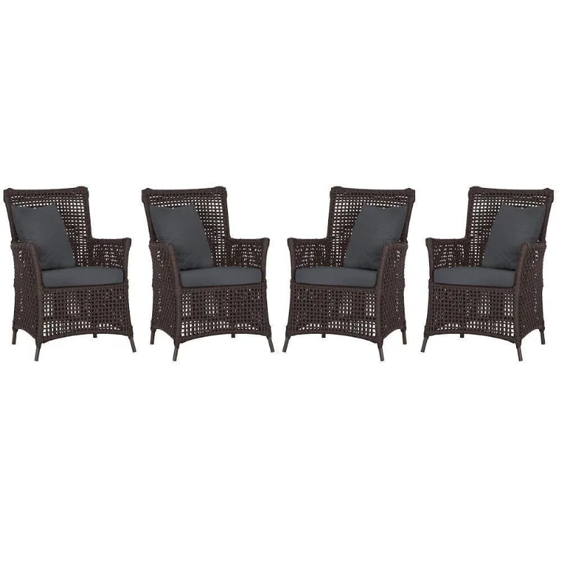 4 Poltronas Igapó Alumínio Pintura Marrom Corda Náutica E11 Marrom