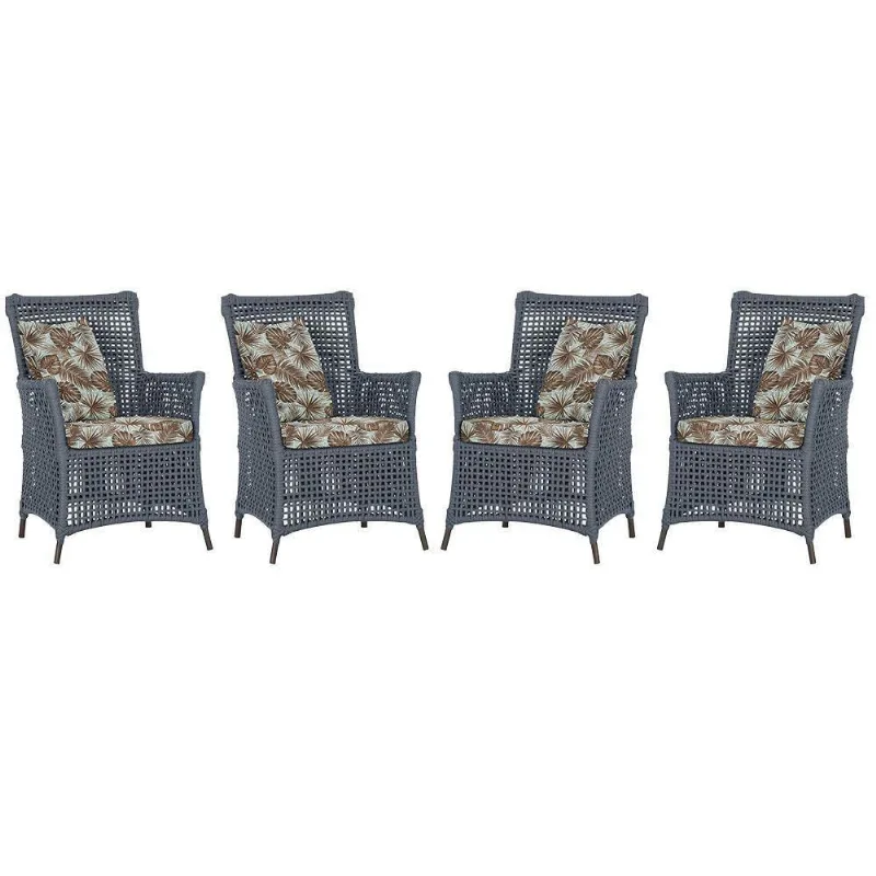 4 Poltronas Igapó Alumínio Pintura Marrom Corda Náutica E6 Prata
