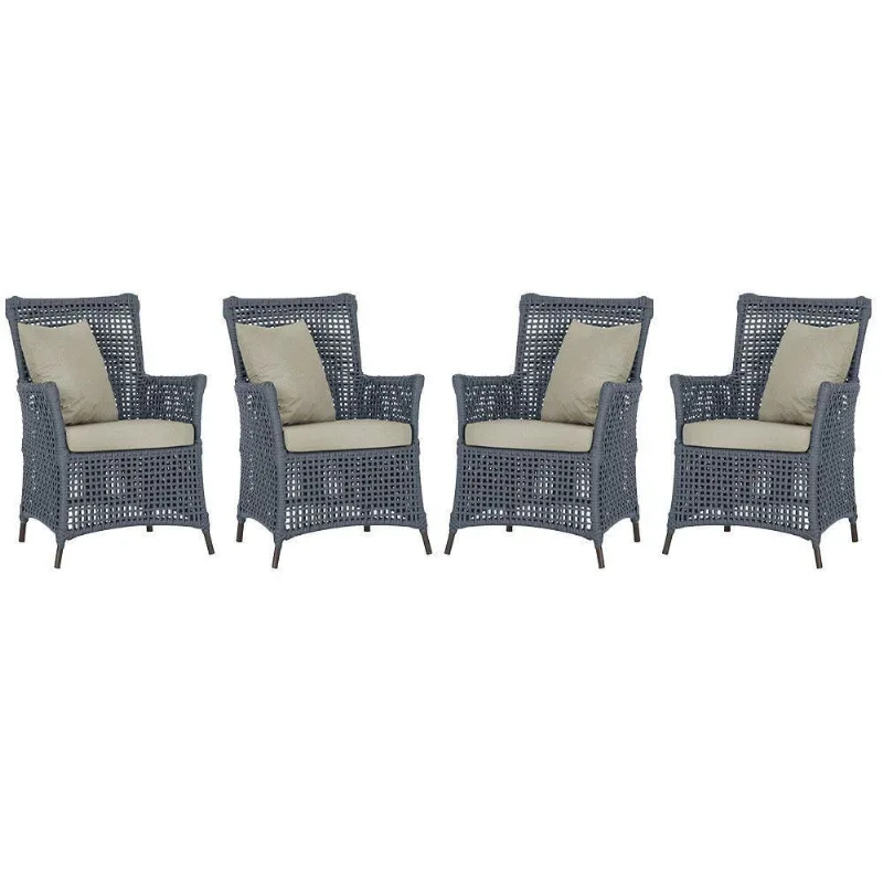 4 Poltronas Igapó Alumínio Pintura Marrom Corda Náutica E7 Prata