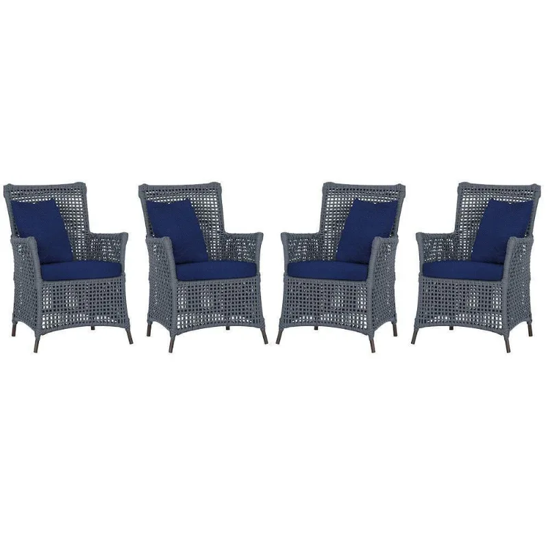 4 Poltronas Igapó Alumínio Pintura Marrom Corda Náutica E10 Prata