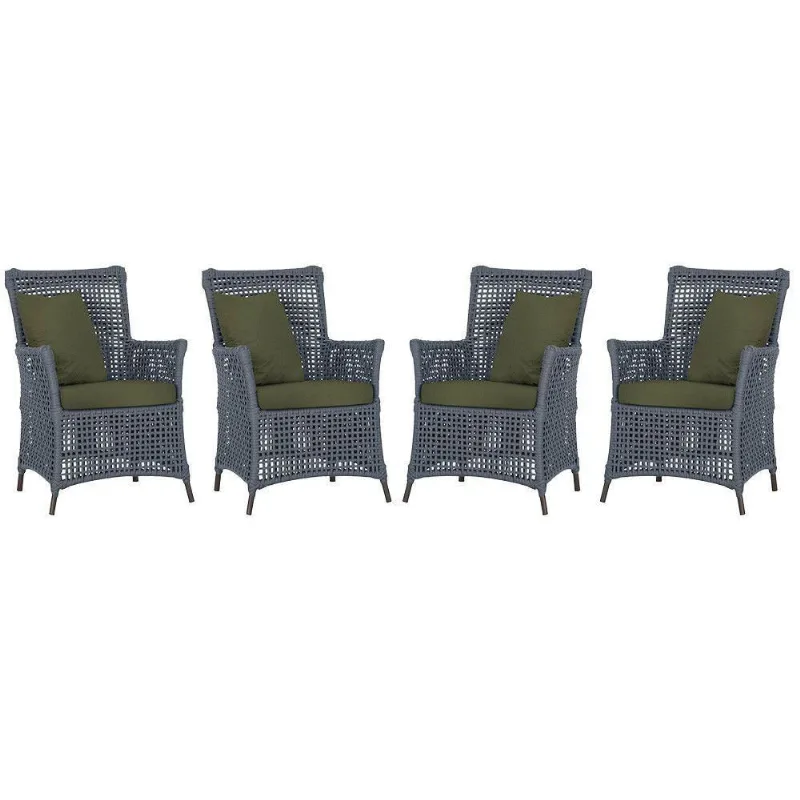 4 Poltronas Igapó Alumínio Pintura Marrom Corda Náutica E13 Prata