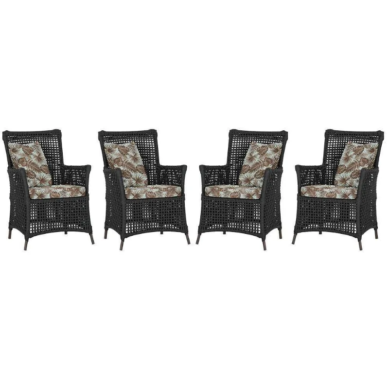 4 Poltronas Igapó Alumínio Pintura Marrom Corda Náutica E6 Preto