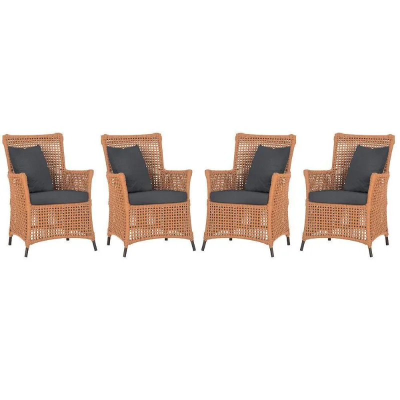 4 Poltronas Igapó Alumínio Pintura Marrom Corda Náutica E11 Terra Cota
