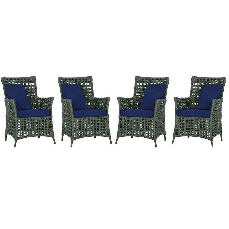 4 Poltronas Igapó Alumínio Pintura Marrom Corda Náutica E10 Verde
