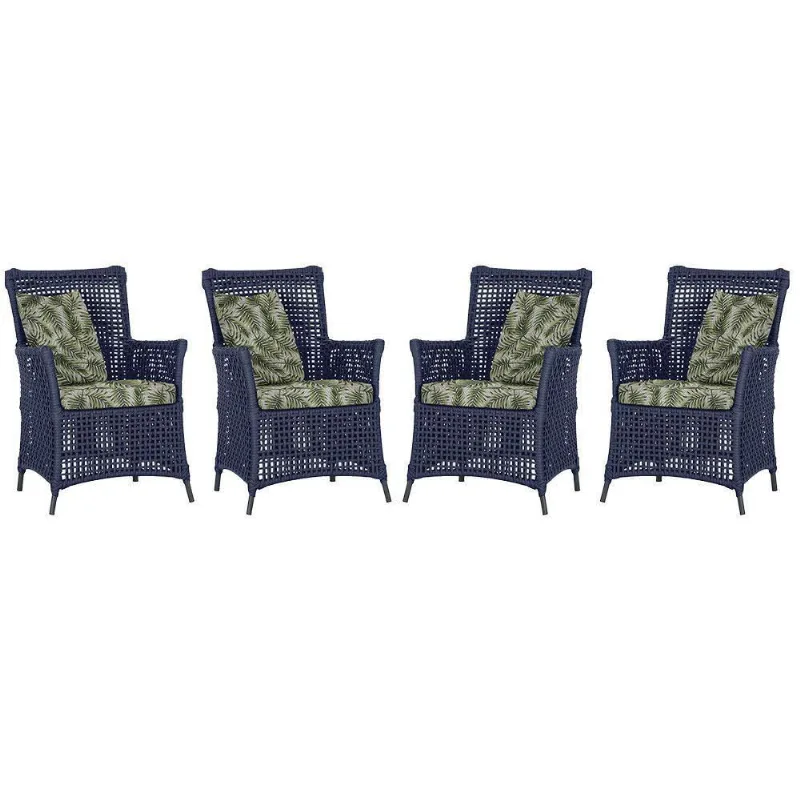 4 Poltronas Igapó Alumínio Pintura Preta Corda Náutica E5 Azul