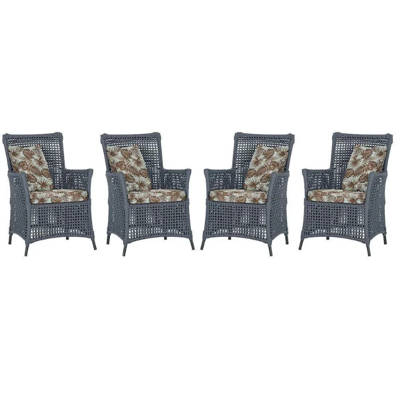 4 Poltronas Igapó Alumínio Micro Pintura Preta Corda Náutica Prata