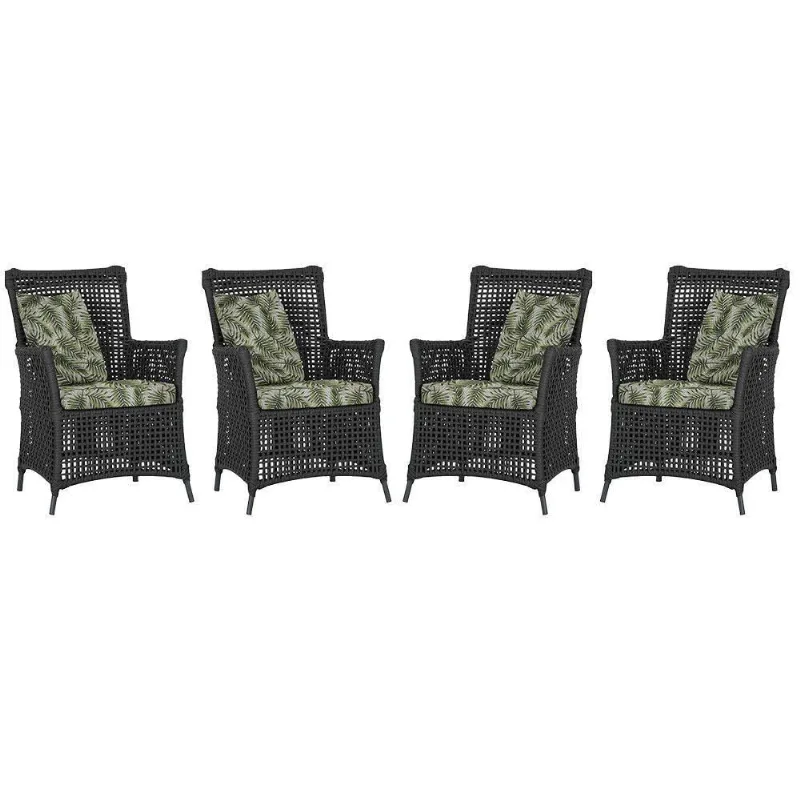4 Poltronas Igapó Alumínio Pintura Preta Corda Náutica E5 Preto