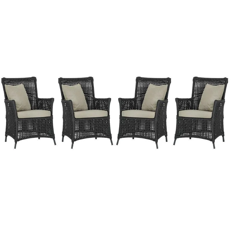 4 Poltronas Igapó Alumínio Pintura Preta Corda Náutica E7 Preto