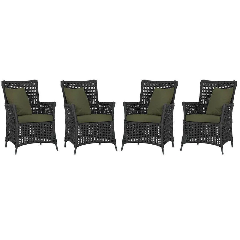 4 Poltronas Igapó Alumínio Pintura Preta Corda Náutica E13 Preto