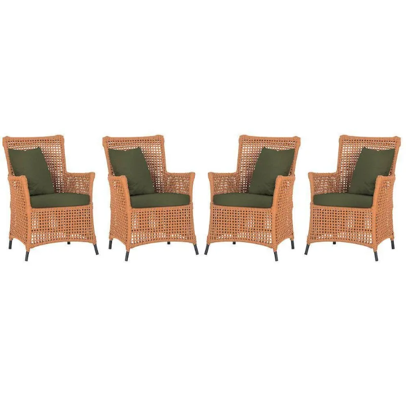 4 Poltronas Igapó Alumínio Pintura Preta Corda Náutica E13 Terra Cota