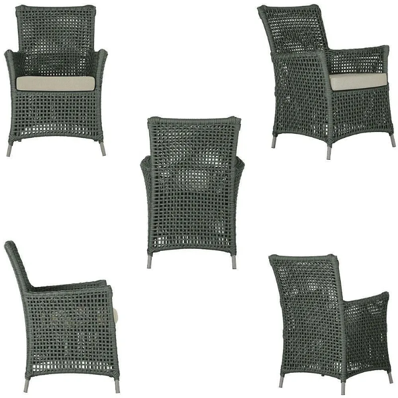 4 Poltronas E 1 Mesa Igapó Alumínio Fendi Corda Náutica E7 Verde