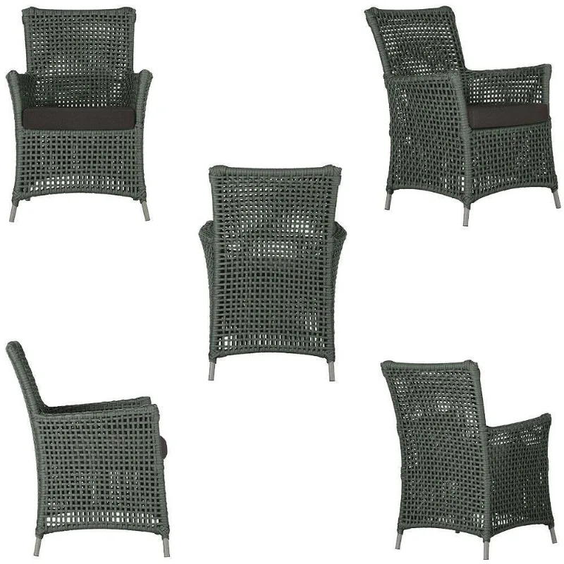 4 Poltronas E 1 Mesa Igapó Alumínio Fendi Corda Náutica E9 Verde
