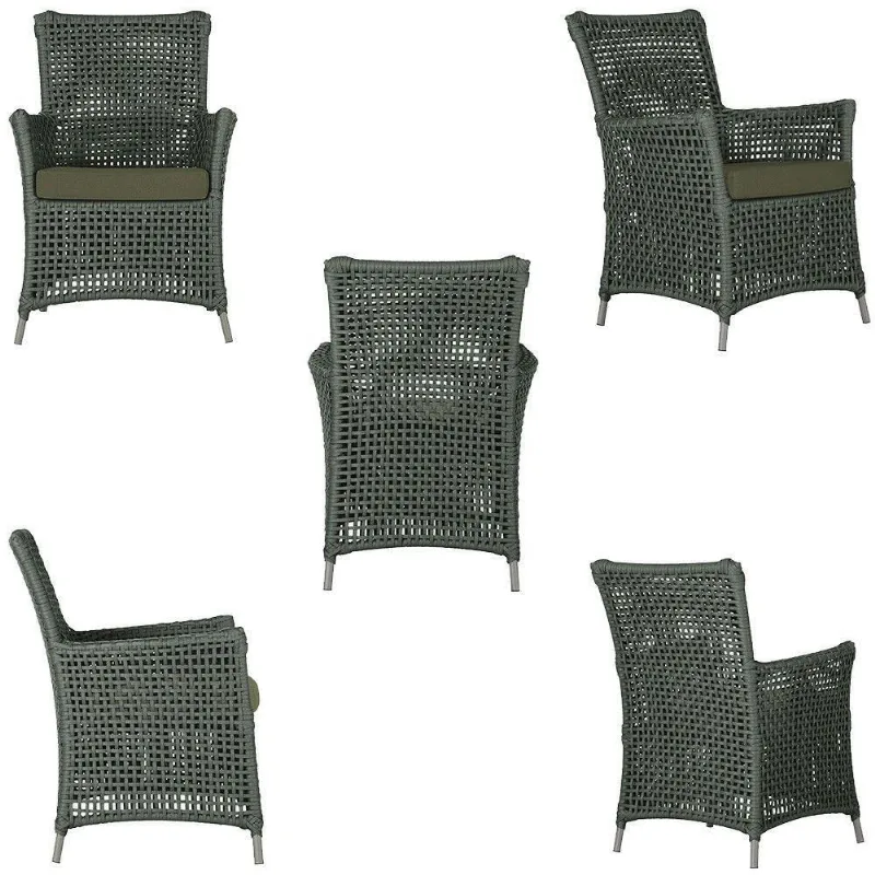 4 Poltronas E 1 Mesa Igapó Alumínio Fendi Corda Náutica E13 Verde