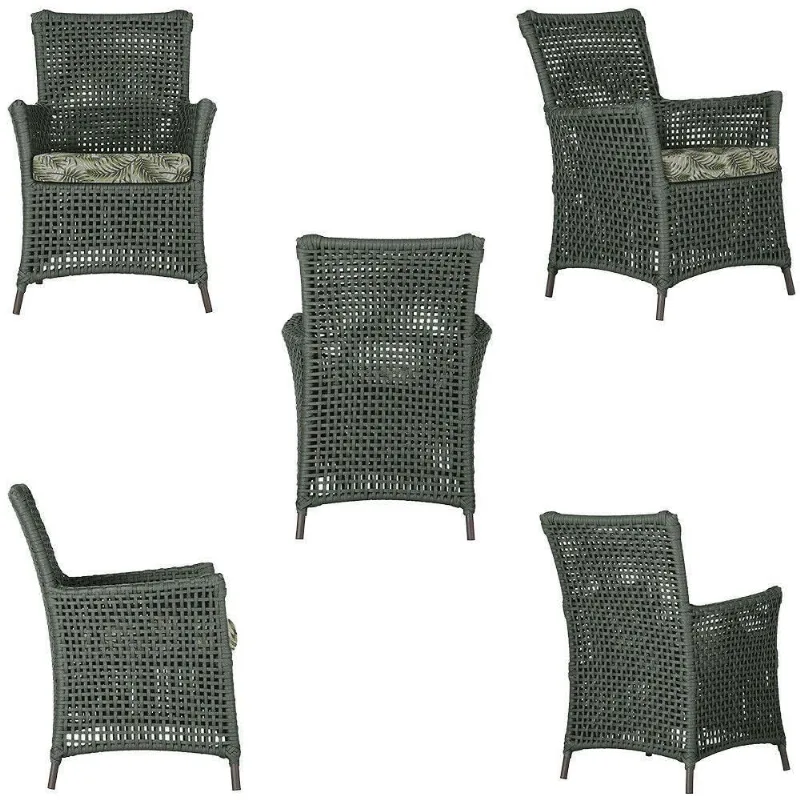 4 Poltronas E 1 Mesa Igapó Alumínio Marrom Corda Náutica E5 Verde