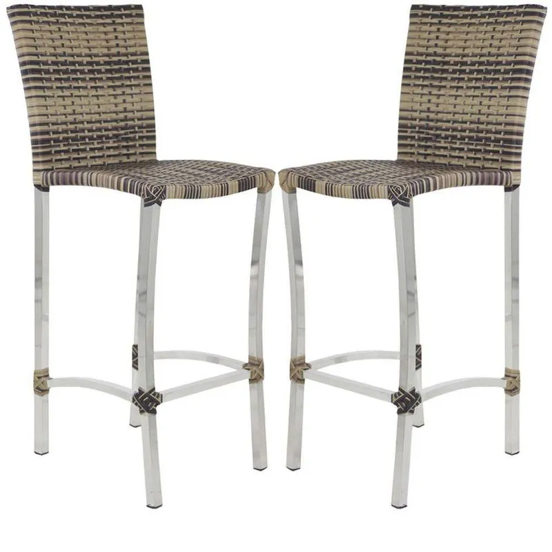 2 Banquetas Cannes Alumínio, Balcão E Mesa De Jantar Trama Cappuccino