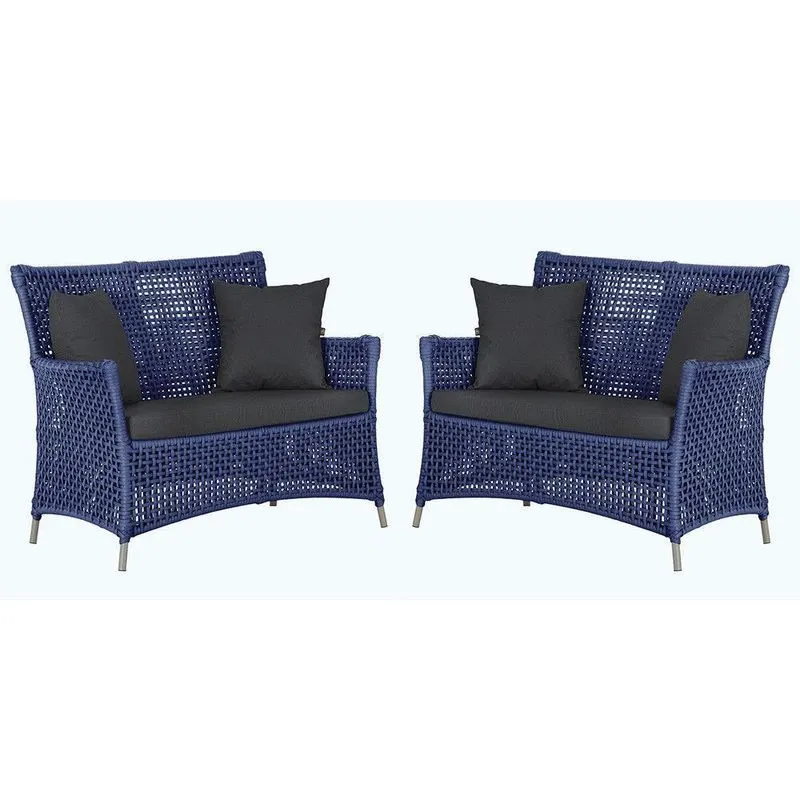 2 Sofás Área Externa Igapó Alumínio Fendi Corda Náutica E11 Azul