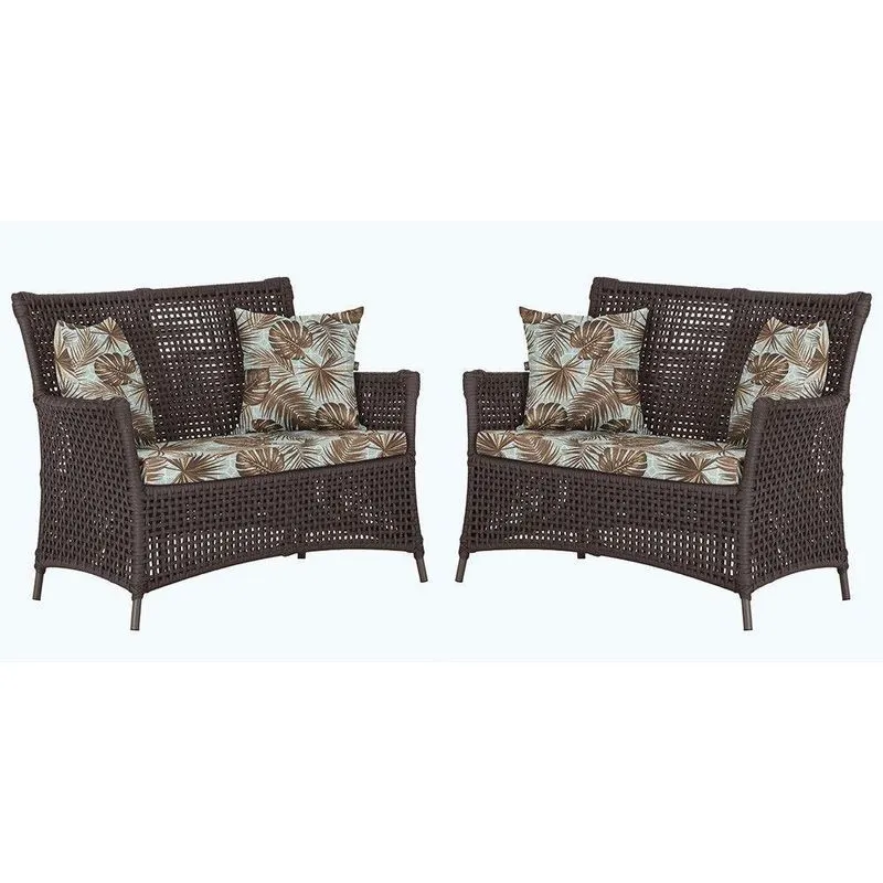 2 Sofás Área Externa Igapó Alumínio Marrom Corda Náutica E6 Marrom