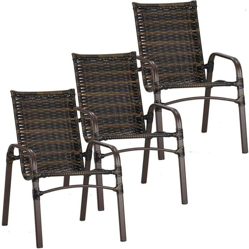 3 Cadeiras Emily Em Alumínio Com Pintura Para Piscina Jardim Pedra Ferro