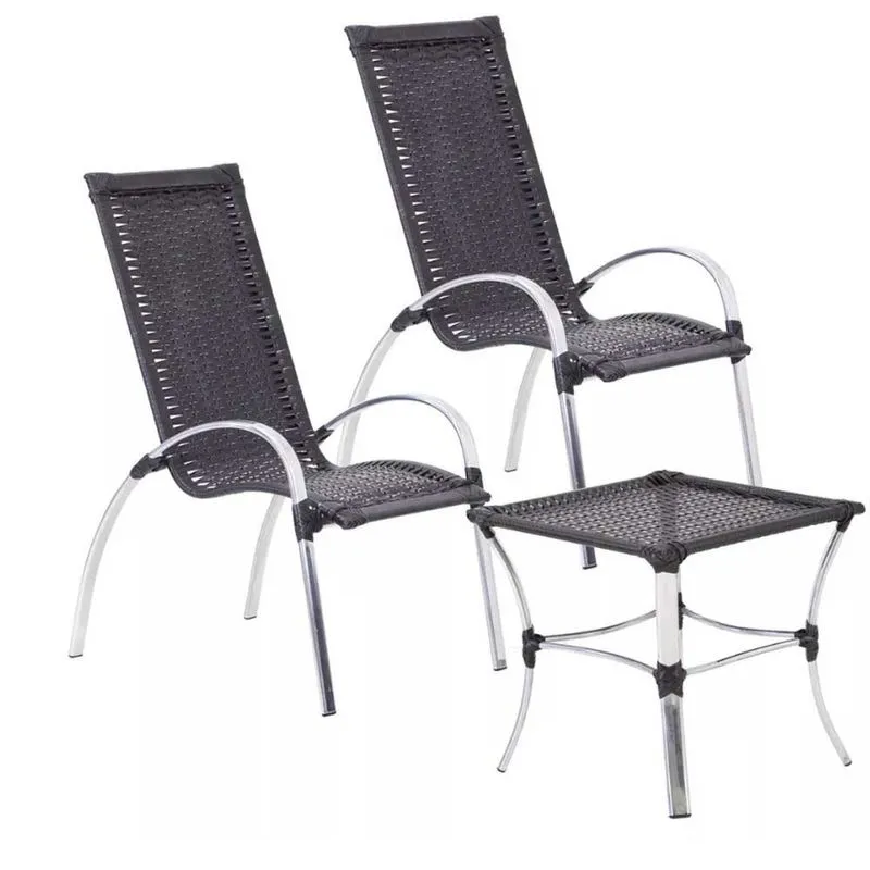 2 Cadeira Em Alumínio Garden e Mesa Garden Para Area Piscina Varanda Trama Original