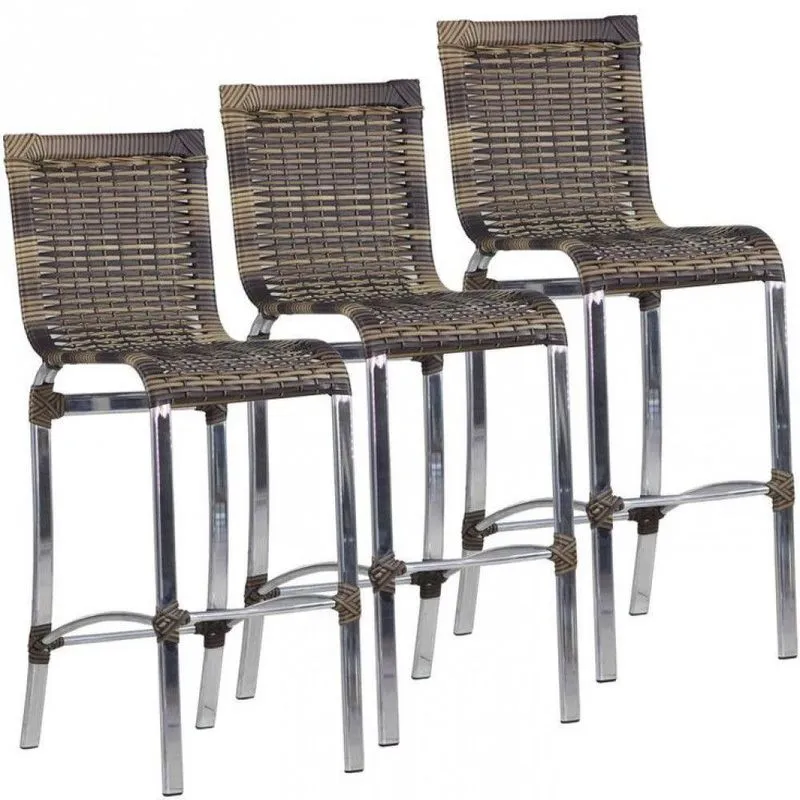 3 Banquetas Haiti Em Alumínio Cozinha Edícula E Balcão Trama Cappuccino