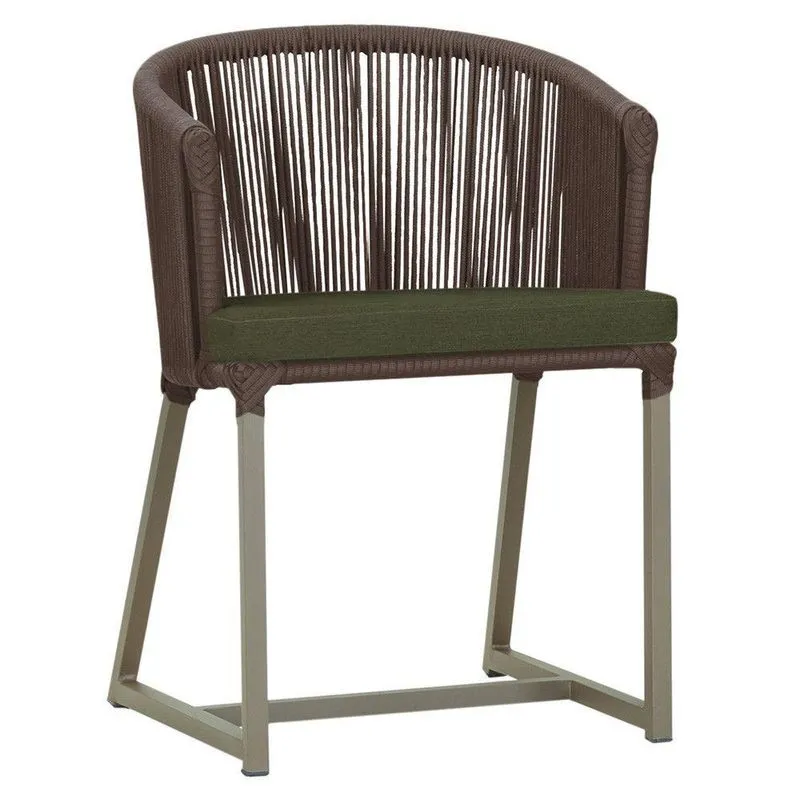 Cadeira De Jantar Noronha Alumínio Fendi E13 Trama Original Marrom
