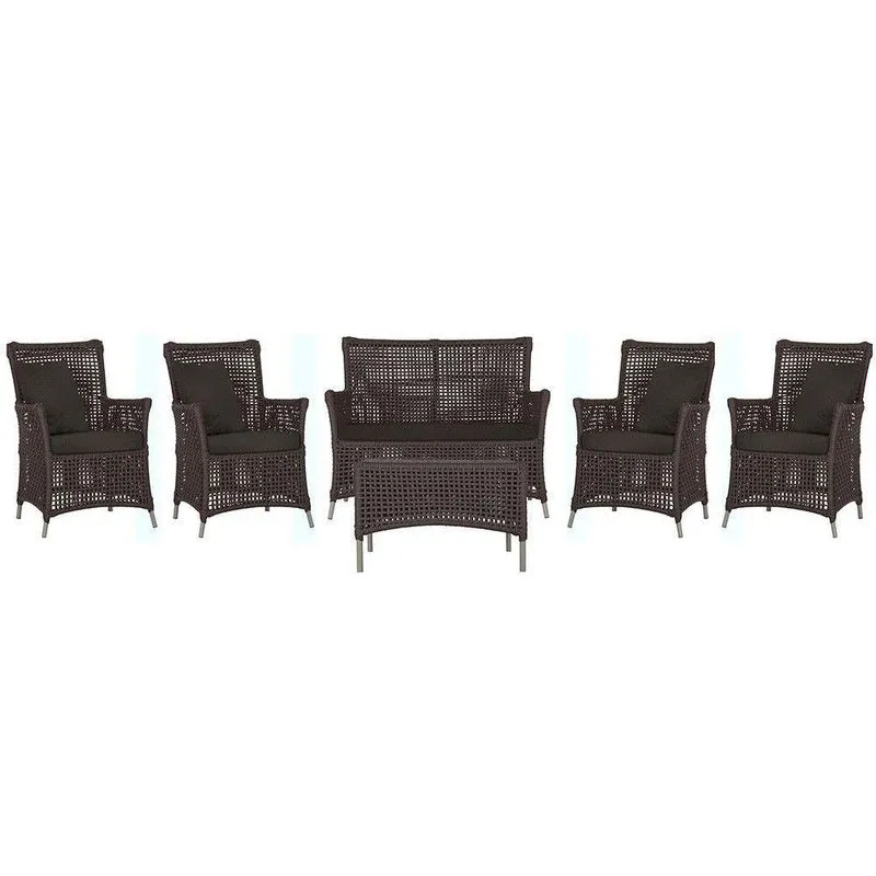 Jogo Sofá 4 Poltronas E Mesa Igapó Fendi E9 Trama Original Marrom