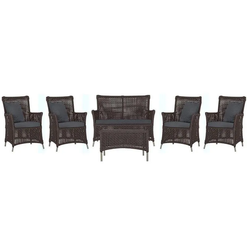 Jogo Sofá 4 Poltronas E Mesa Igapó Fendi E11 Trama Original Marrom