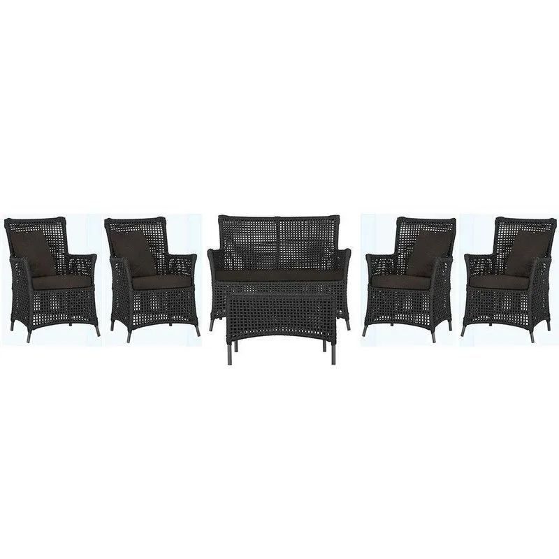 Jogo Sofá 4 Poltronas E Mesa Igapó Preta E9 Trama Original Preto