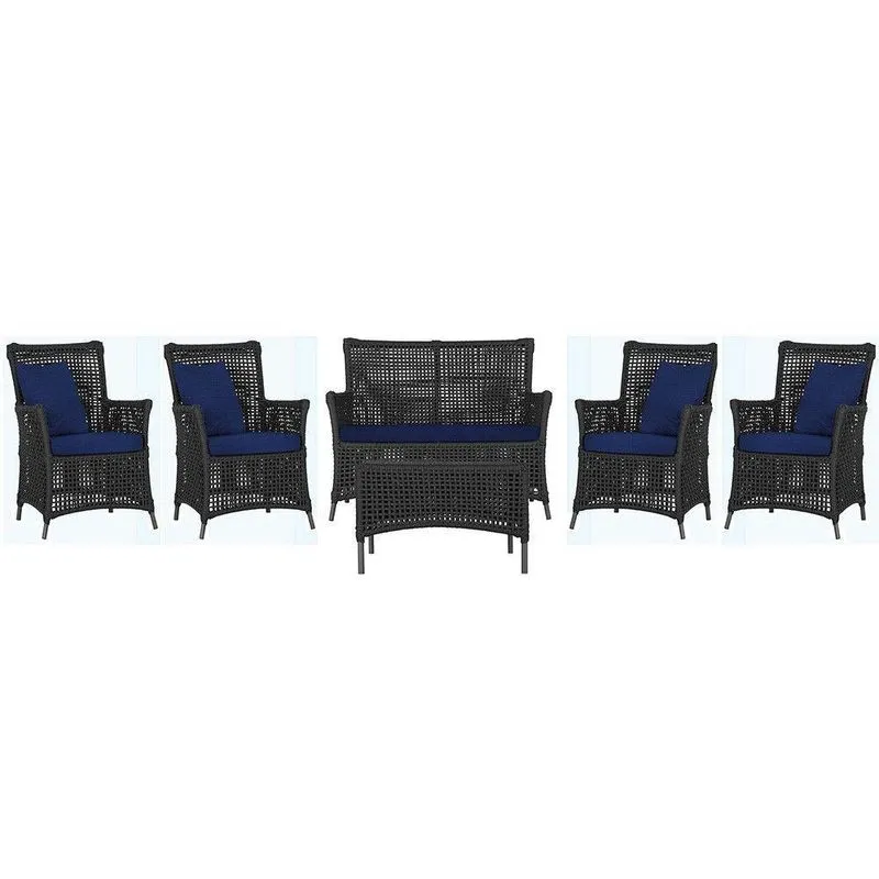 Jogo Sofá 4 Poltronas E Mesa Igapó Preta E10 Trama Original Preto